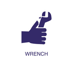 Wrench element in flat simple style on white vector