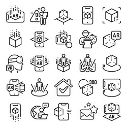 augmented reality line icons vr simulation vector image
