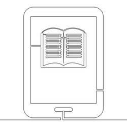 continuous one line drawing ebook reader concept vector image