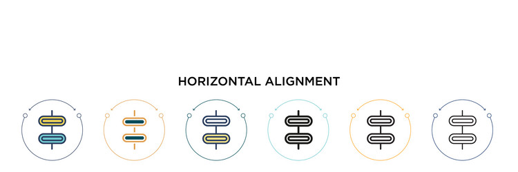 Horizontal alignment icon in filled thin line vector