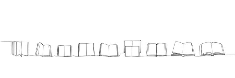 a set of several open books lying on the table one vector image