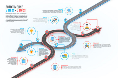 isometric navigation map infographic 5 steps vector