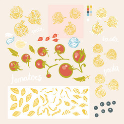 pasta noodle icon set vector image