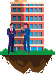 builder constructor with engineer and building vector image