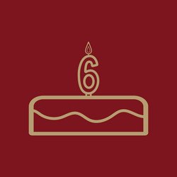 cake with candles in the form of number 6 icon vector image