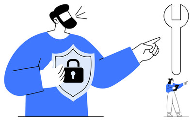 cybersecurity expert highlighting secure solutions vector image