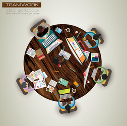 ideal workspace for teamwork and brainsotrming vector image