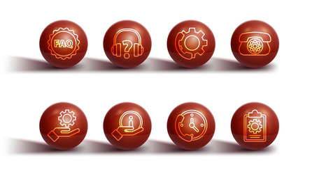 set line label with text faq settings in the hand vector image