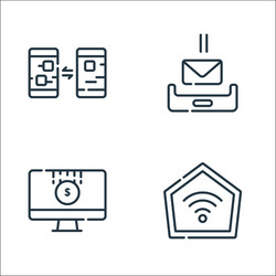 telecommuting line icons linear set quality vector image