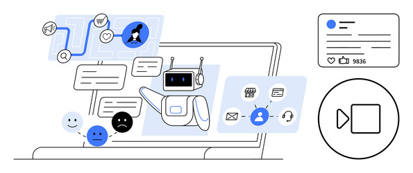 chatbot interacting with users through messages vector image