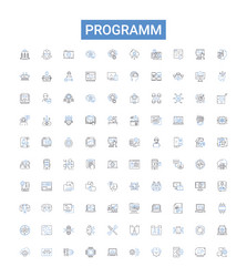 programm outline icons collection program vector image