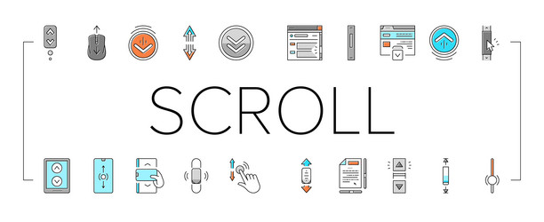 scroll computer mouse cursor icons set vector image