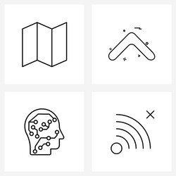 ui set 4 basic line icons guide brain vector image