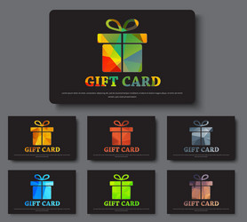 Design gift cards with abstract polygonal boxes vector