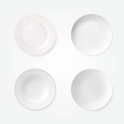 Set of empty white plate Royalty Free Vector Image