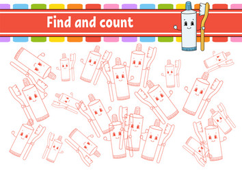 Find and count toothpaste tube with toothbrush vector