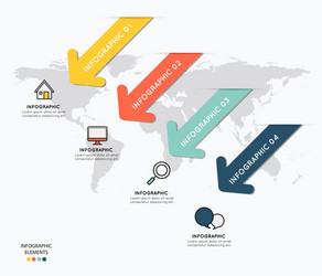 infographic elements design with icons on map vector image