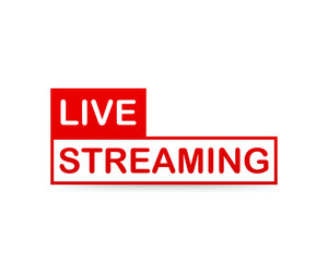 live streaming label red design element with play vector image