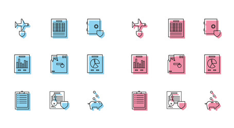 set line clipboard with checklist document key vector image