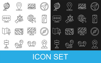 set line map pointer with star compass city vector image