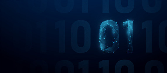 blue digital binary code background low polygonal vector image