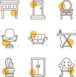 isolated home block and line style icon set vector image