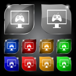 joystick and monitor sign icon video game symbol vector