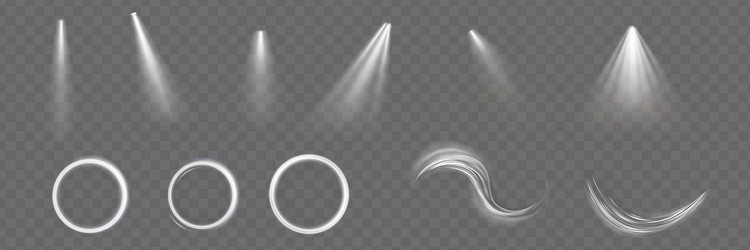 light effect set glow isolated white transparent vector image