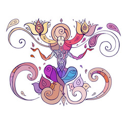 meditation yoga silhouette Vector Image