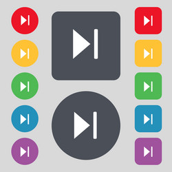 next track icon sign a set of 12 colored buttons vector image