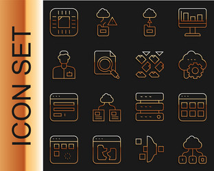 set line cloud technology data transfer browser vector image