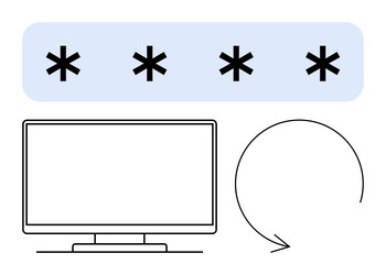computer monitor with password field displaying vector image
