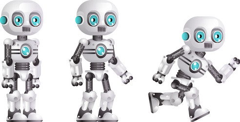 little cute modern android run stand robot vector image