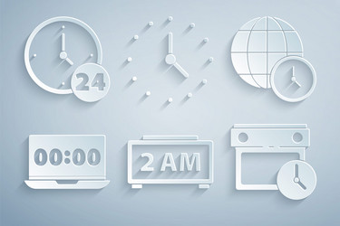 set digital alarm clock world time vector image
