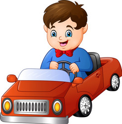 Cartoon children ride cars pencils Royalty Free Vector Image