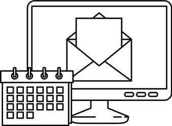 Computer with envelope mail and calendar vector