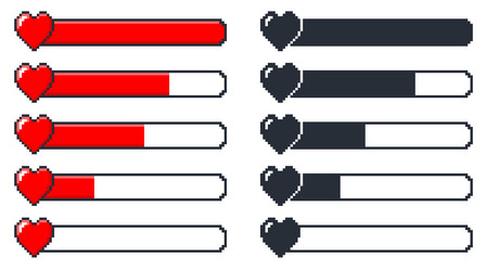 pixel game lifebar in form of 8bit heart computer vector image