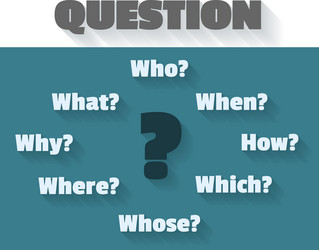 question marks and words - who how when which why vector image