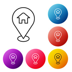 black line map pointer with house icon isolated vector image