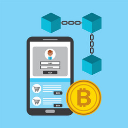 mobile phone blockchain bitcoin access digital vector