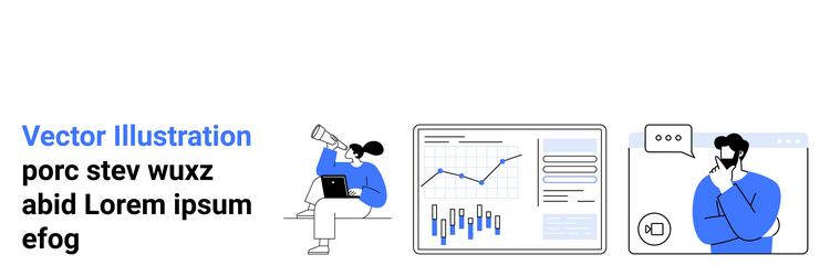 modern data analytics and remote work concepts vector image