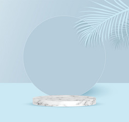 podium backdrop with empty cube box tropical vector image