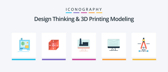design thinking and d printing modeling flat 5 vector image