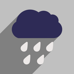 Flat with shadow icon and mobile application rain vector