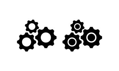 Gear icon in black setting sign on isolated white vector