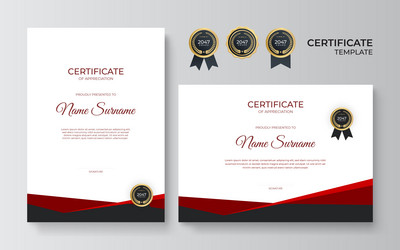 Modern red certificate award template Royalty Free Vector