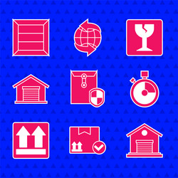 set envelope with shield package box check mark vector image