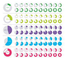 set of round infographic pie chart elements vector