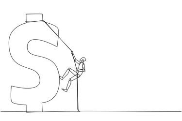 Continuous one line drawing smart robot climbs Vector Image