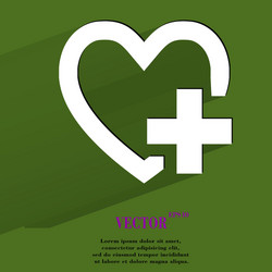 heart flat modern web button with long shadow vector image